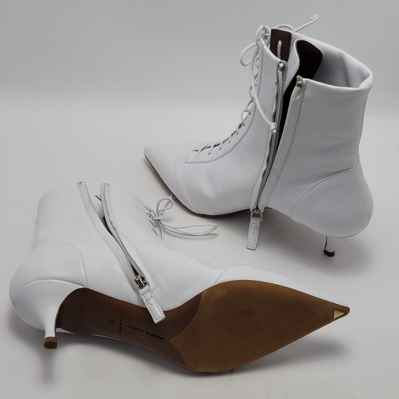 Tabitha Simmons Emmet Lace Up White Leather Ankle Pointed Toes Boots Size 39 - Picture 9 of 12